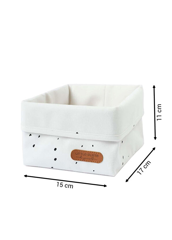 Little Gusto Cosmos White Organic Cotton Organizer Basket - 3