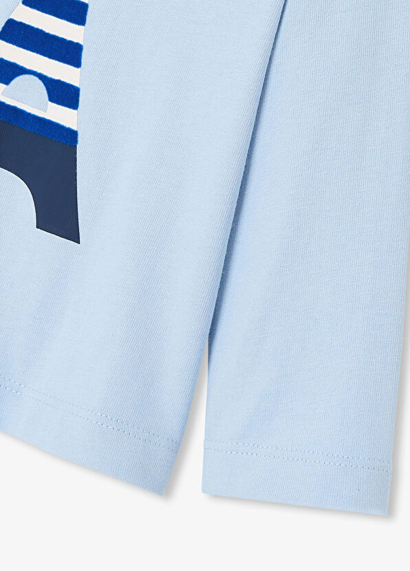 Jacadi Paris Eyfel Baskılı Açık Mavi Uzun Kollu Erkek Bebek T-shirt - 4