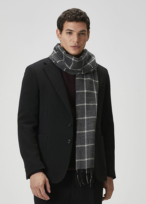 Beymen Club Gri Erkek Yün Kaşmir Karışımlı Atkı - 4