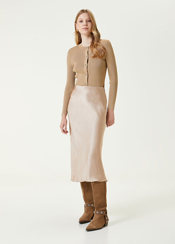 Beymen Club Camel Crew Neck Ribbed Cardigan - 2