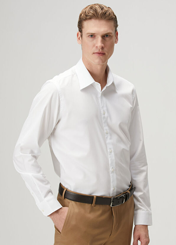 Custom Fit Beyaz Gömlek - Görsel 4