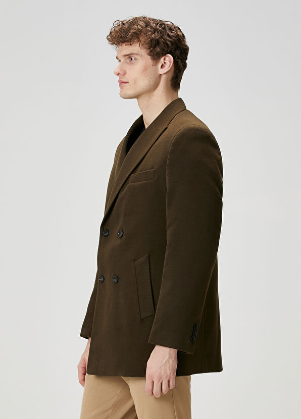 Beymen Club Khaki Double-Breasted Coat - 2