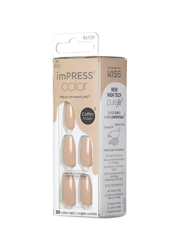 Impress Color Nude Latte Self-Adhesive Long Fake Nail - 2