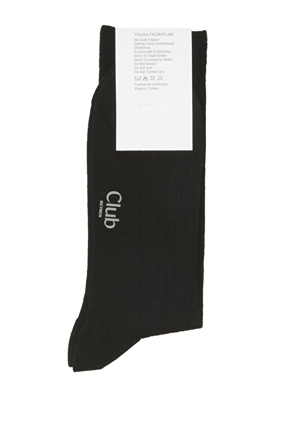 Beymen Club Siyah Logo Jakarlı Erkek Yün Çorap - 2