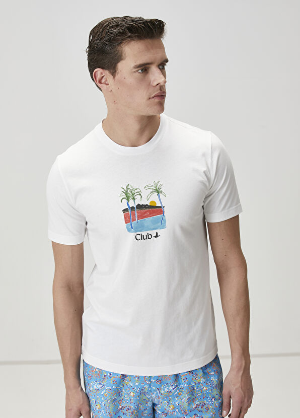 Beymen Club White Print Detailed T-Shirt - 1
