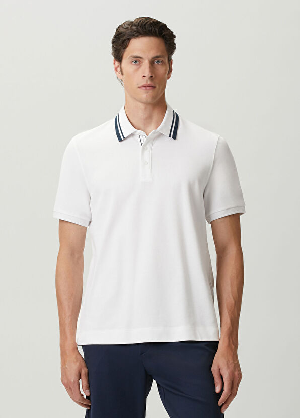 Beymen Club White Comfort Fit Striped Piqué Polo T-shirt - 2