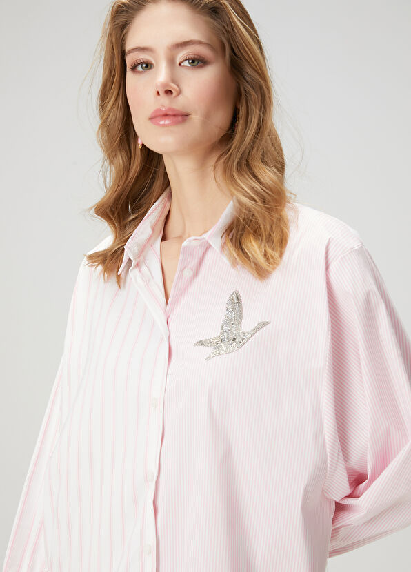Beymen Club Pink White Striped Organic Cotton Shirt Dress - 2