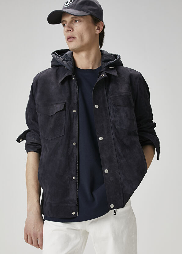 Beymen Club Lacivert Kapüşonlu Süet Ceket - 1