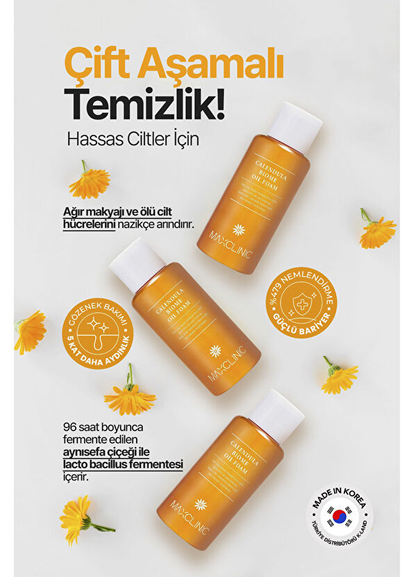 Maxclinic Hassas Ciltler İçin Çift Aşamalı Temizlik Sağlayan Calendula Biome Oil Foam Makyaj Temizleyici 60 gr - 2