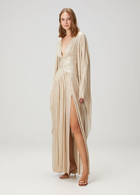 Aylin Silver Maksi İpek Abiye Elbise - Görsel 3