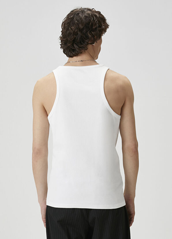 Academia White Ribbed Tank Top - 3