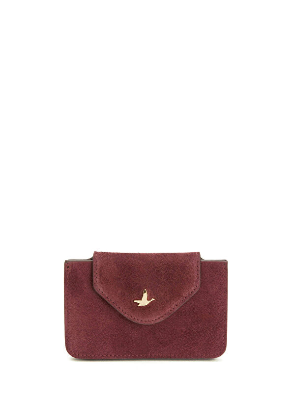 Beymen Club Burgundy Women's Suede Card Holder - 1