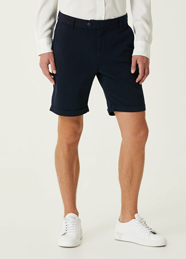 Beymen Club Slim Fit Lacivert Twill Şort - 2