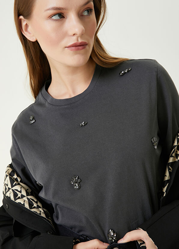 Beymen Club Antrasit Taşlı T-shirt - 2