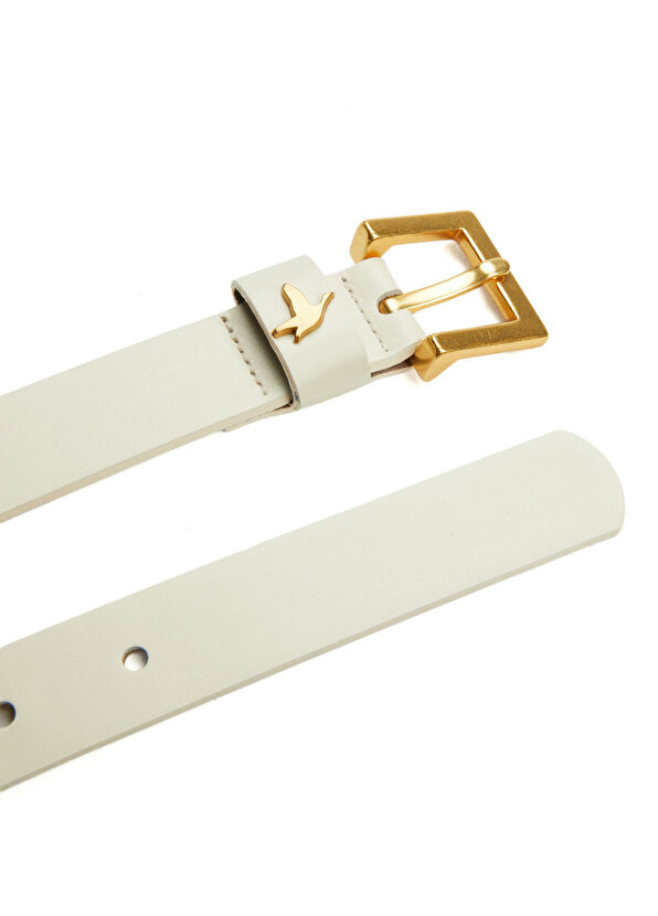 Beymen Club Women's Leather Belt With Ecru Logo Detail - 2