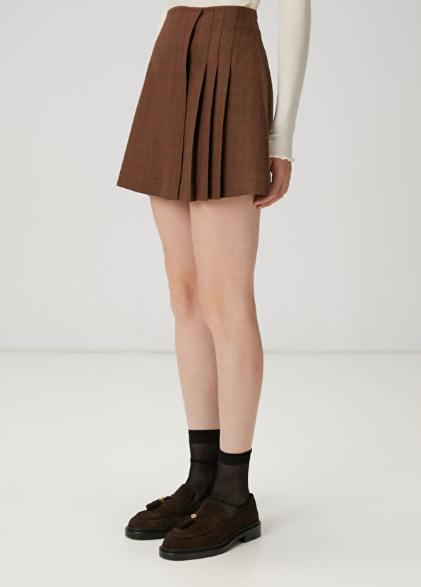 Beymen Club Brown Mini Wool Skirt - 4
