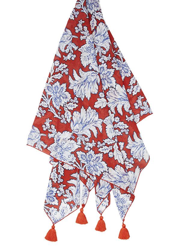 Beymen Club Kırmızı Floral Desenli Kadın Şal - 2