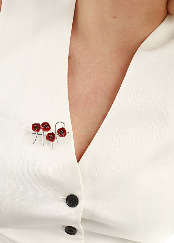 Ezra Baghaki Jewellery Gelincik Tarlası 925 Ayar Gümüş Kadın Broş - 2