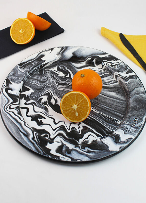 Elif Emaye Black Marble Patterned Enamel Supla - 3
