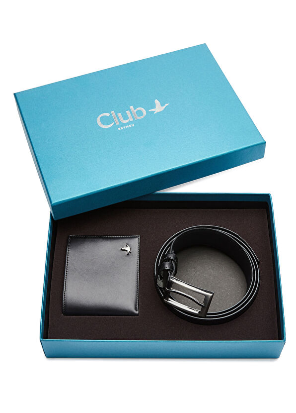 Beymen Club Black Men's Leather Belt Wallet Set - 1