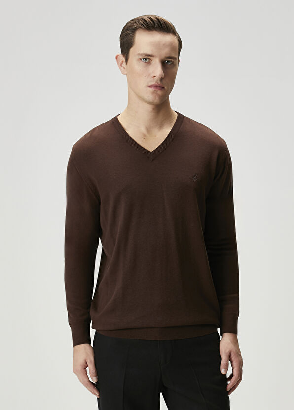 Beymen Club Brown V-Neck Sweater - 2