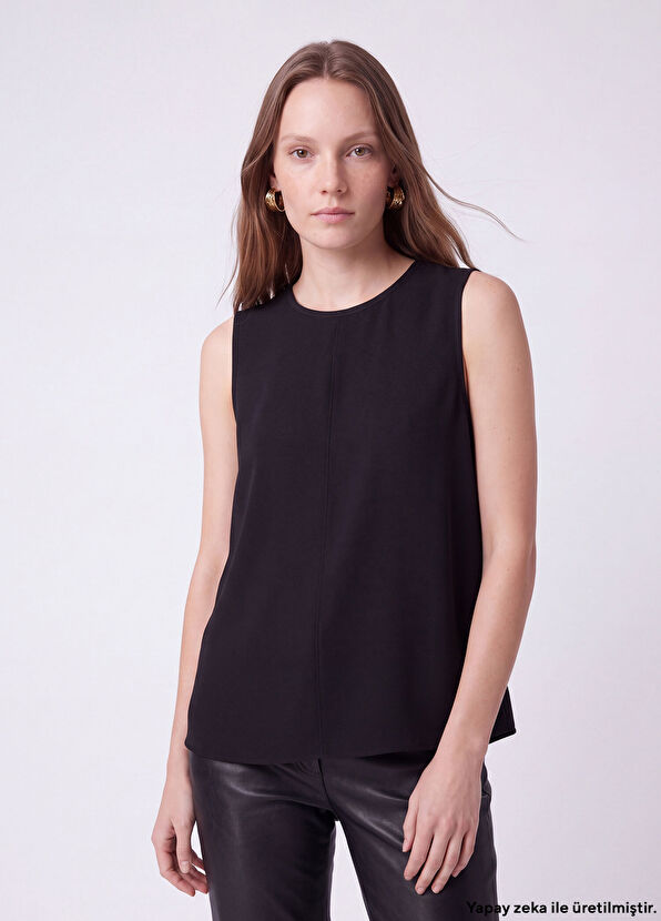 Beymen Club Black Crew Neck Sleeveless Basic Blouse - 1