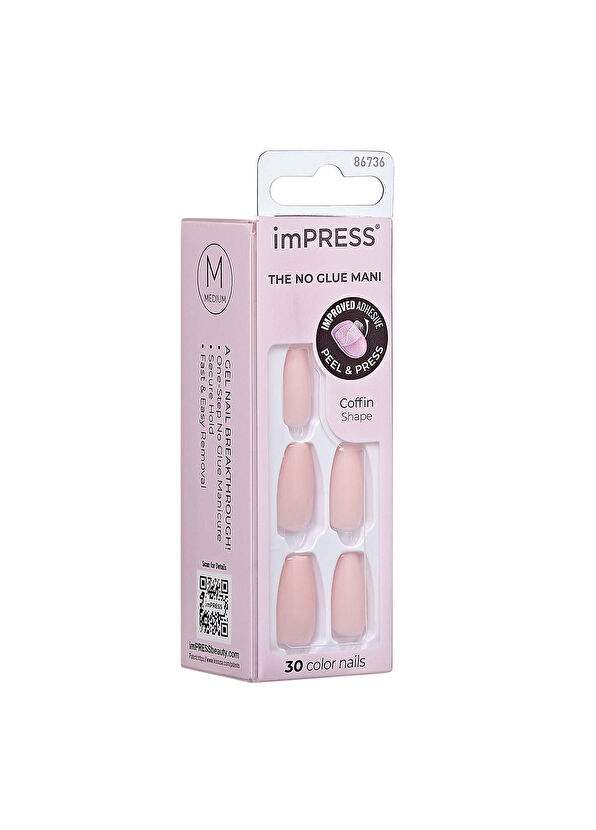 Impress Color Nude Pink Self-Adhesive Long Fake Nails - 2
