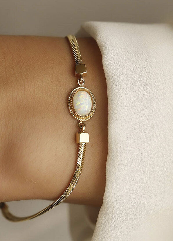 Lovely İtalyan Opal 14 Ayar Kadın Altın Bileklik - Görsel 4