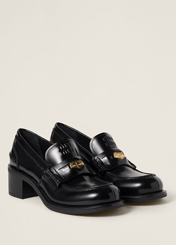 Miu Miu Brushed Leather Women's Loafers Shoes - 2