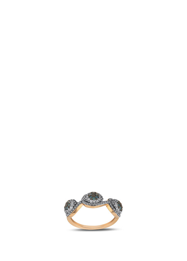 Bee Goddess Eye Light Blue Diamond Gold Ring - 2