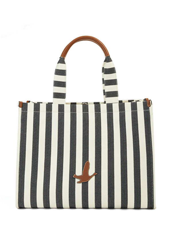 Beymen Club Lacivert Çizgili Kadın Kanvas Plaj Çantası - 1