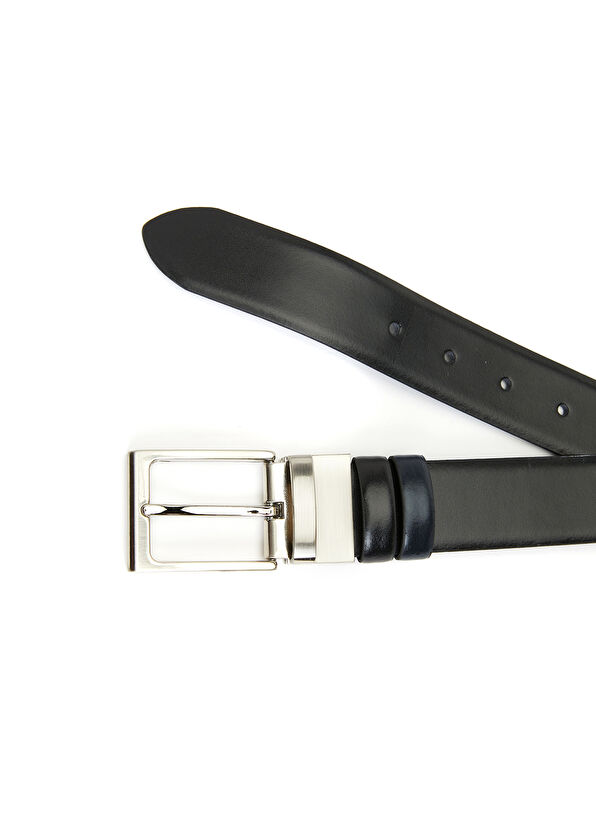 Beymen Club Siyah Lacivert Çift Taraflı Erkek Deri Kemer - 2