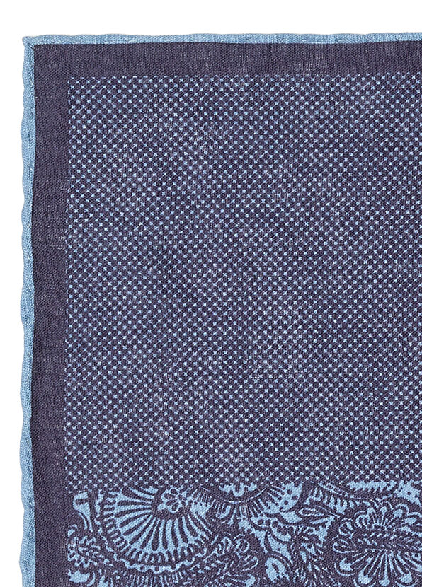 Beymen Club Navy Blue Patterned Linen Pocket Square - 2