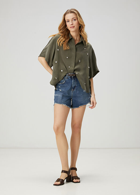 Beymen Club Khaki Stone Embroidered Shirt - 3