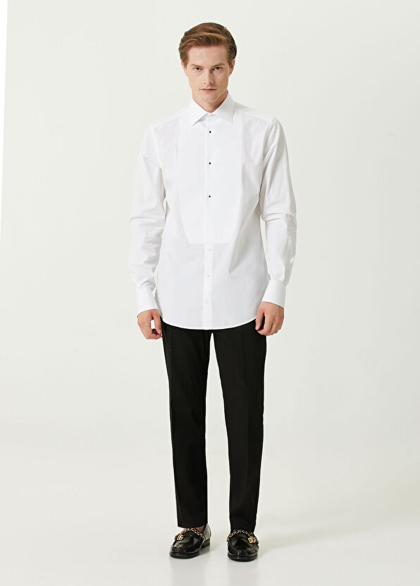 Dolce&Gabbana Beyaz Açık Yaka Smokin Gömleği - 2