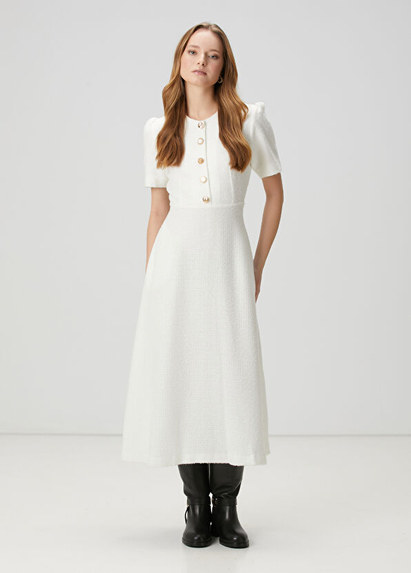 Beymen Club Kırık Beyaz Midi Elbise - 4