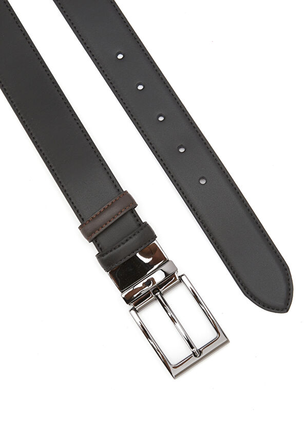 Beymen Club Black Brown Double Sided Men's Leather Belt - 2