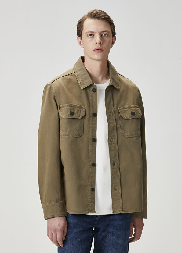 Beymen Club Khaki Gabardine Denim Shirt - 3