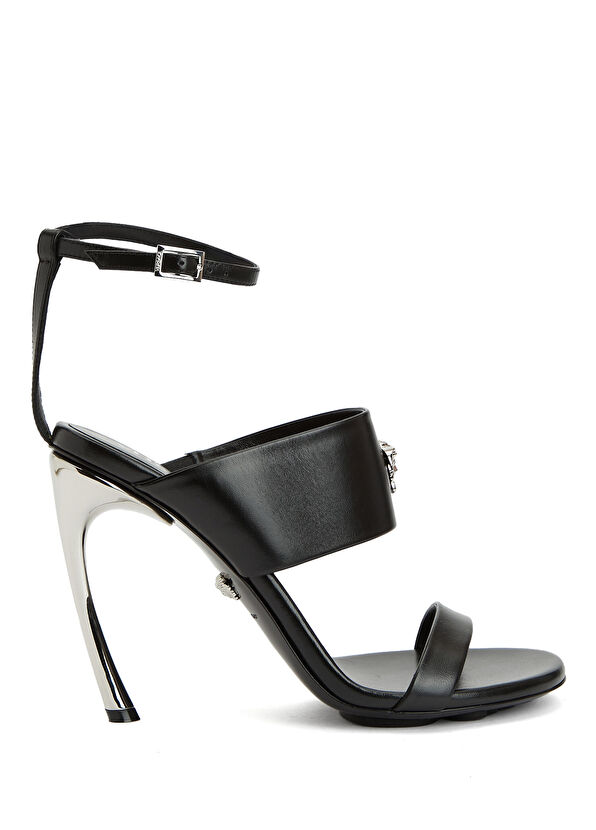 Versace Siyah Medusa Tokalı Kadın Deri Sandalet - 1