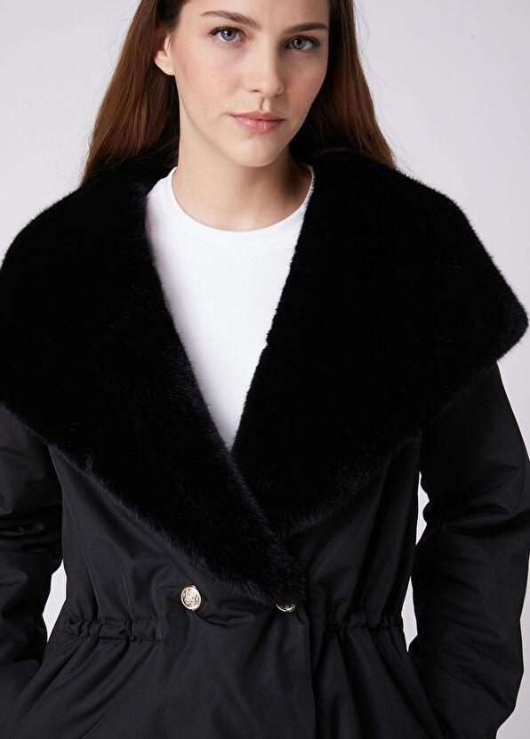 Beymen Club Black Hooded Double-Breasted Coat - 2