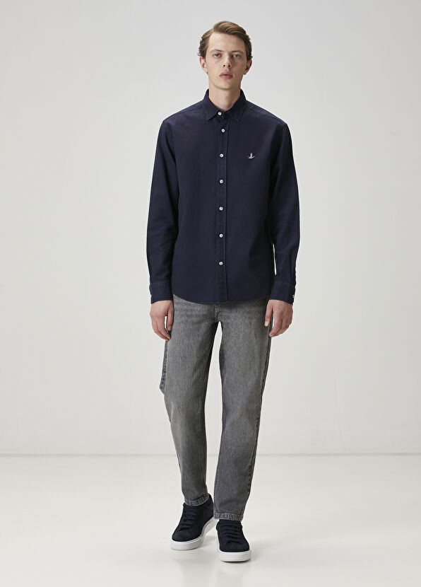 Beymen Club Comfort Fit Navy Blue Textured Shirt - 2