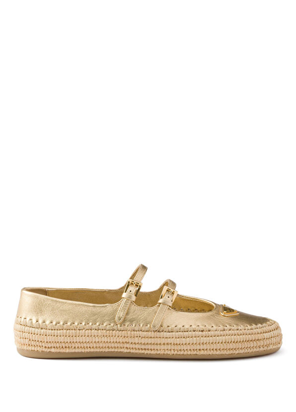 Prada Mordoré Gold Nappa Leather Women's Ballet Flats - 1