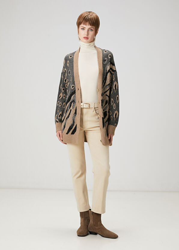 Beymen Club Gri Camel Leopar Desenli Hırka - 2