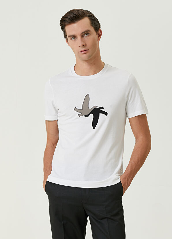 Beymen Club Beyaz Çift Kaz Nakışlı T-shirt - 2