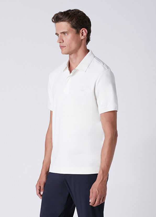 Beymen Club Comfort Fit Kırık Beyaz Polo Yaka Modal T-shirt - 4