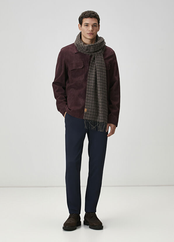 Beymen Club Light Brown Square Patterned Men's Wool Scarf - 4