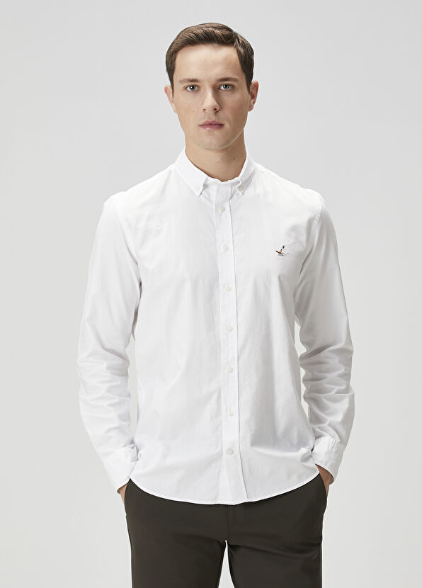 Beymen Club Slim Fit Beyaz Oxford Gömlek - 2