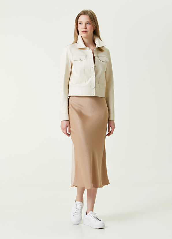 Beymen Club Broken White Shirt Collar Leather Trucker Jacket - 2