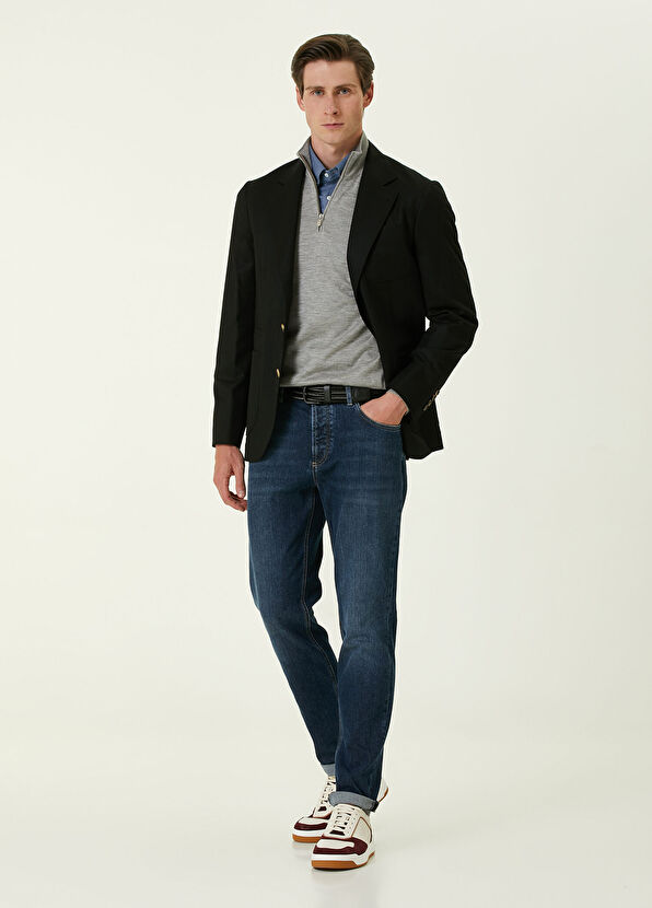 Brunello Cucinelli Lacivert Jean Pantolon - 1