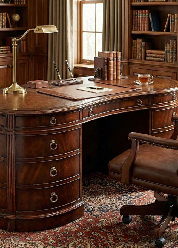 Jonathan Charles Buckingham Antique Brown Wooden Desk - 2